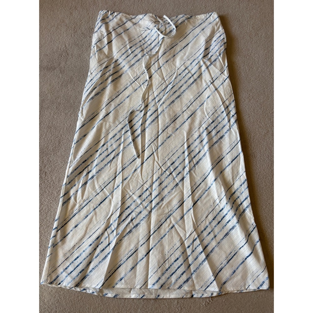 Le Lis Collection Women's Small Maxi Skirt Blue Stripe‎ Drawstring Waist Casual